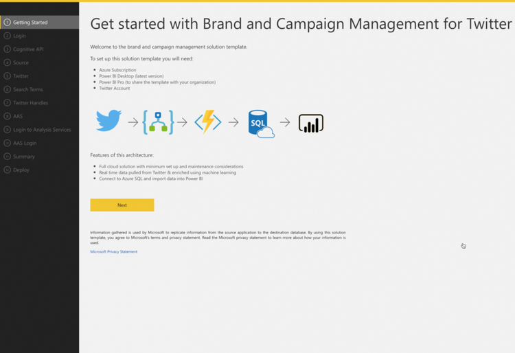Power BI Solution Template for Twitter